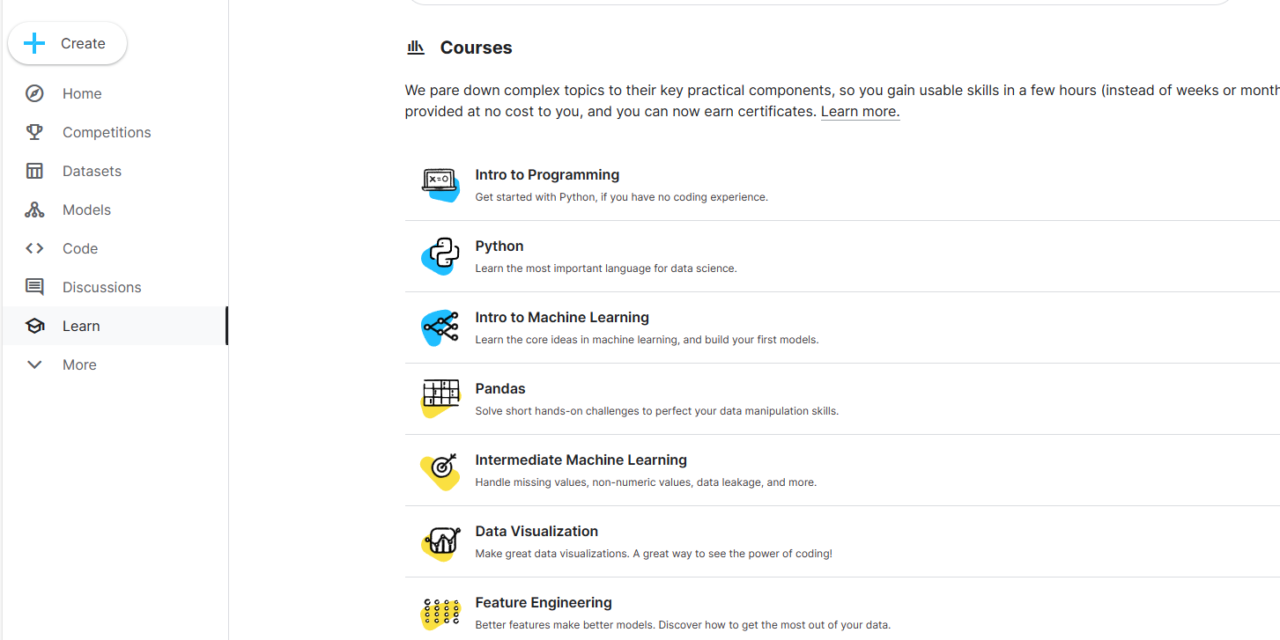 Kaggle’s micro courses 